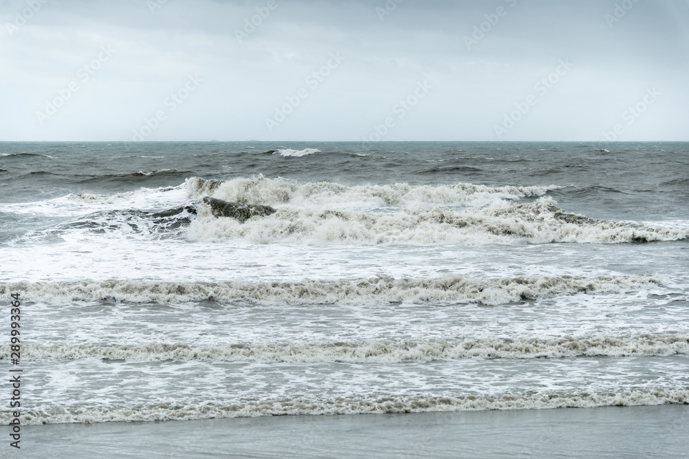 close up of dark waves in the bad weather, nature background