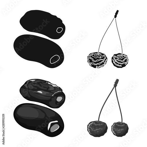 Vector design of food and raw icon. Collection of food and nature stock symbol for web.