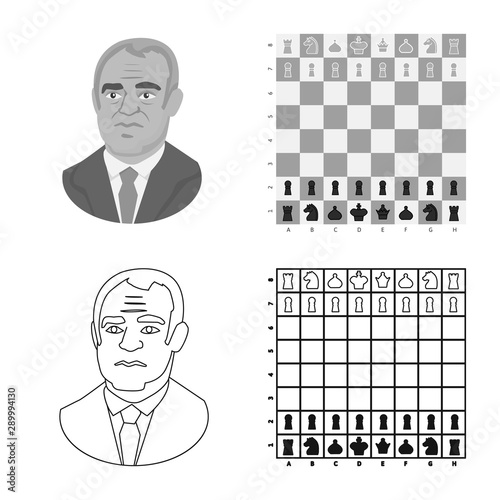 Vector illustration of checkmate and thin logo. Set of checkmate and target stock vector illustration.