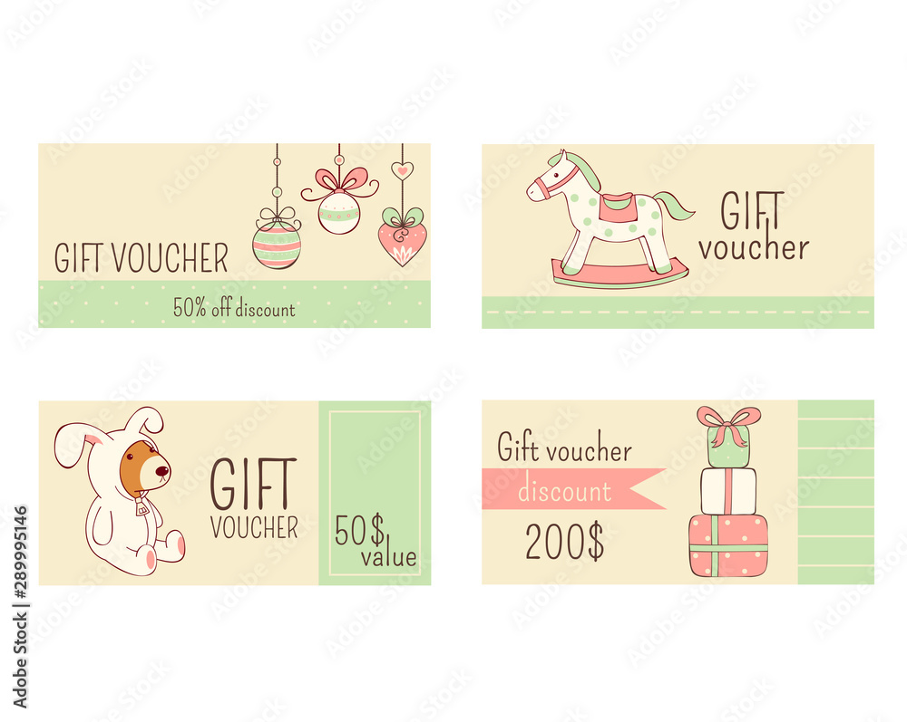 Collection of horizontal Christmas gift vouchers