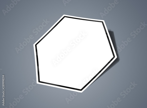 Hexagonal shaped sticker mockup isolated on grey 3D rendering