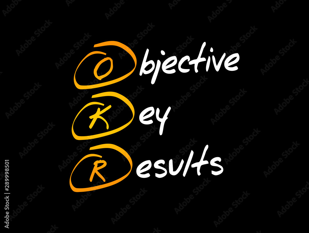 OKR - Objective Key Results acronym, business concept background