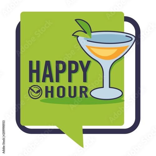 Happy hour isolated icon, bar or pub, martini or daiquiri in glass