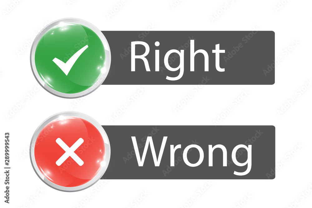 Right Wrong Push Buttons Stock Vector | Adobe Stock