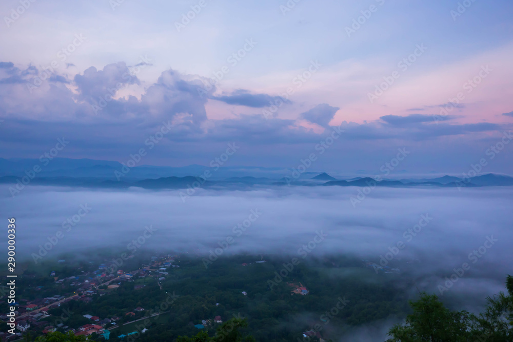 Mountains view with mist covered the city. Mountains view with mist covered the city.