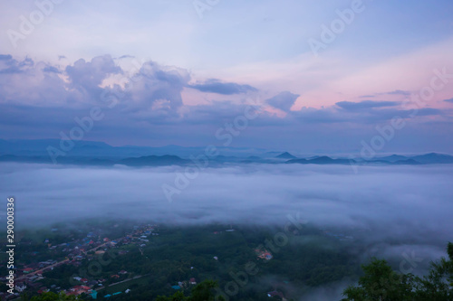 Mountains view with mist covered the city.