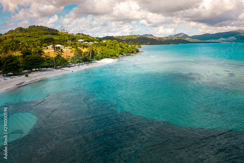 Drone view of tropical beach.Samana peninsula,Playa(beach) Rincon beach,Dominican Republic. © robertobinetti70