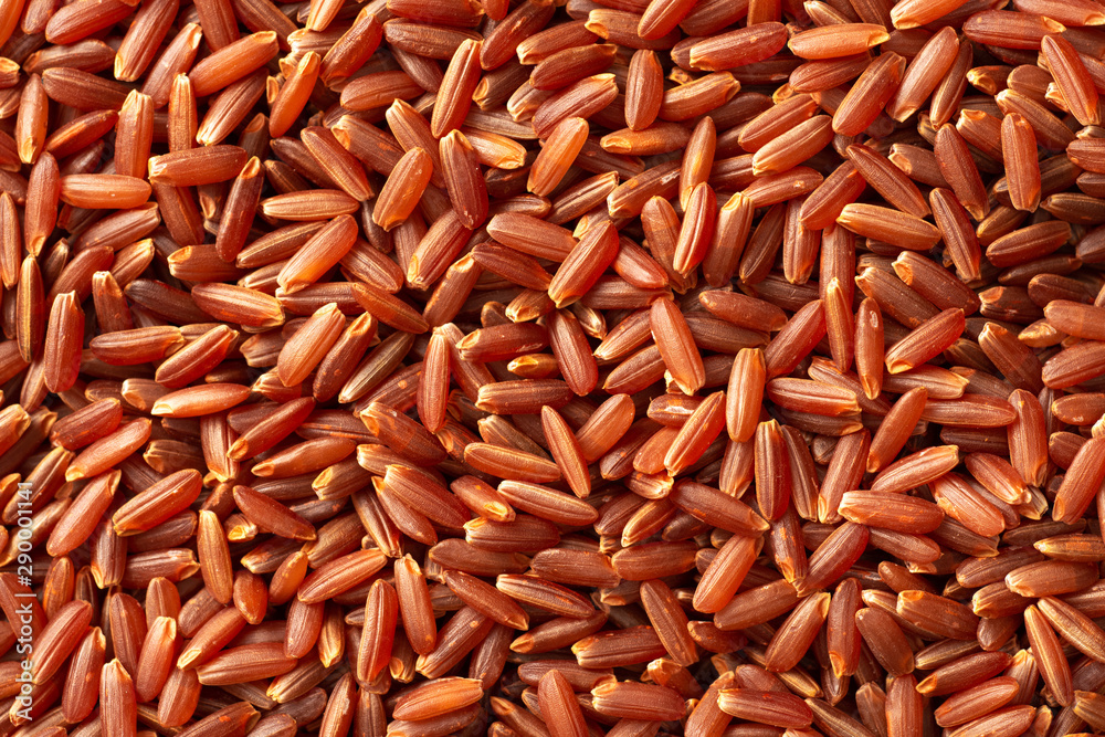 full frame food background of raw red rice, top view full frame food background of raw red rice, top view