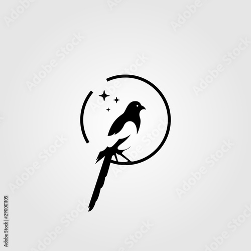 magpie bird negative space logo vector illustration photo