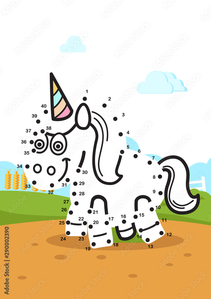 Fototapeta premium Dot to dot educational game for kids vector illustration