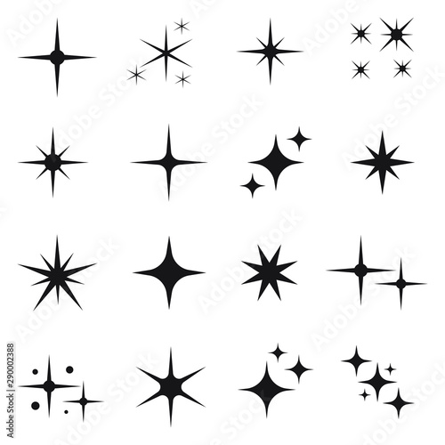 Star icons. Twinkling stars. Sparkles, shining burst. Christmas vector symbols isolated © Maksim