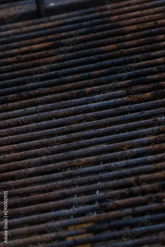 Close up of grill in a kitchen restaurant, no fire, no food