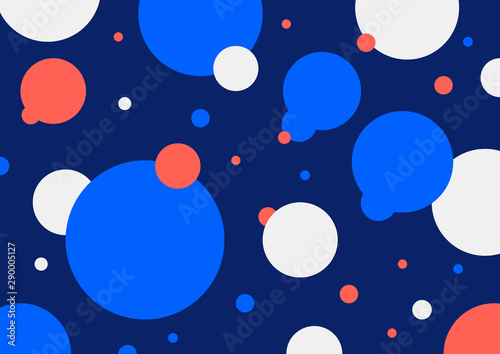 Abstract geometric circles colorful composition design on blue background.