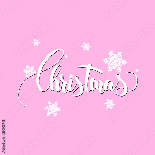 Merry Christmas 2020 lettering text on pink background.