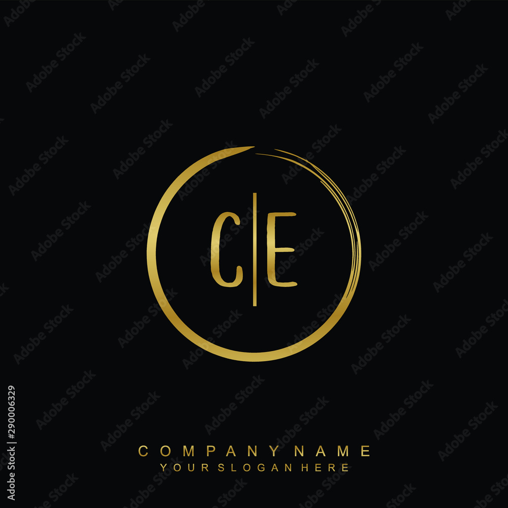 CE initials with a golden circle brush template CE initials with a golden circle brush template