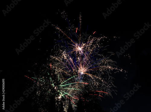 Colorful fireworks in the night sky