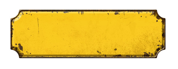 Empty vintage tin sign on a white background