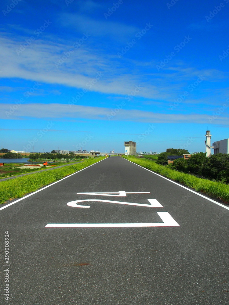 海から２４キロメートルの江戸川サイクリング道路風景