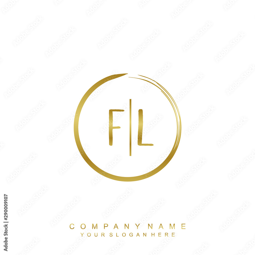 FL initials with a golden circle brush template FL initials with a golden circle brush template