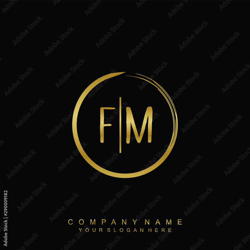 FN initials with a golden circle brush template FN initials with a golden circle brush template