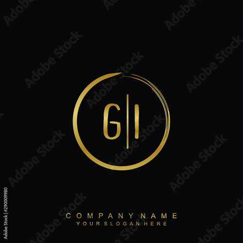 GI initials with a golden circle brush template