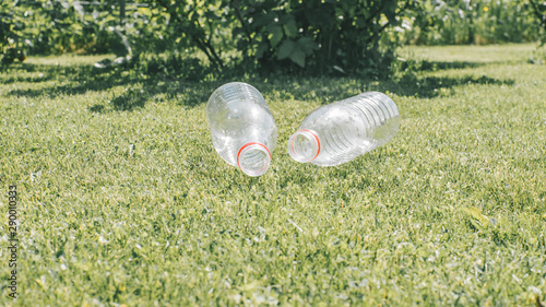 Two used plastic bottles.