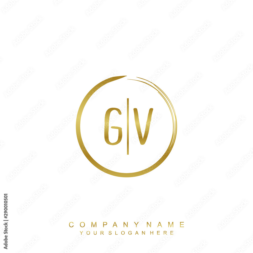 GV initials with a golden circle brush template GV initials with a golden circle brush template