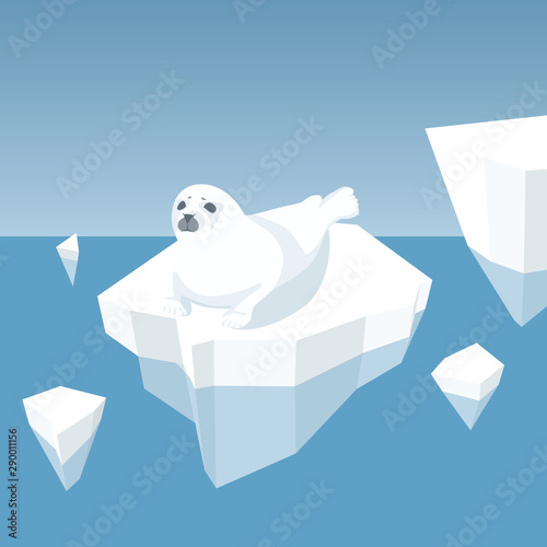 Melting Iceberg And Fur Seal