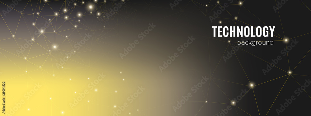 Obraz premium Technology Texture. Big Data Social. Yellow 