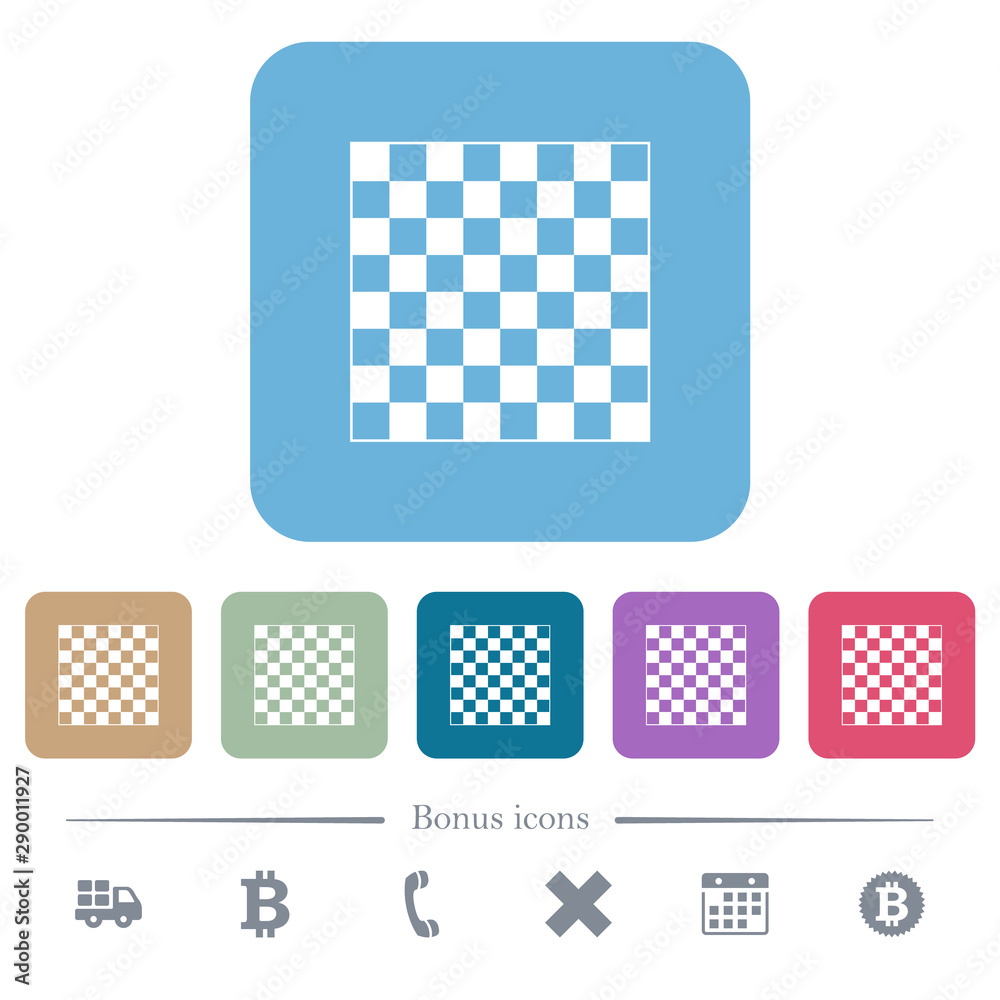 Chess board flat icons on color rounded square backgrounds Chess board flat icons on color rounded square backgrounds
