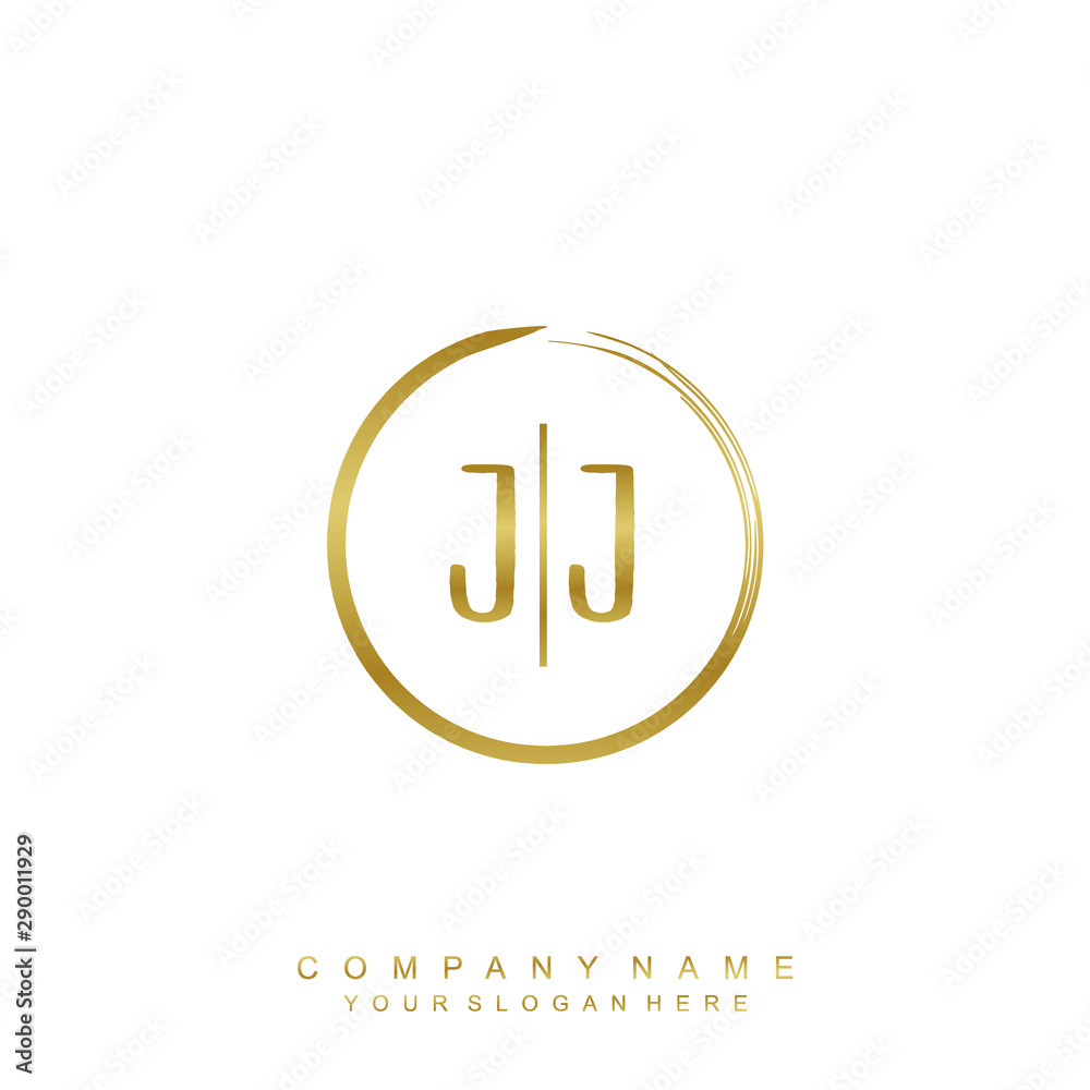 JJ initials with a golden circle brush template