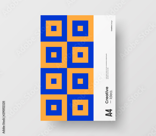 Amazing business presentation vector A4 vertical orientation front page mock up. Modern corporate report cover abstract geometric illustration design layout. Company identity brochure template.