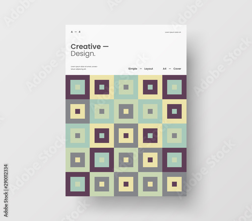Amazing business presentation vector A4 vertical orientation front page mock up. Modern corporate report cover abstract geometric illustration design layout. Company identity brochure template.