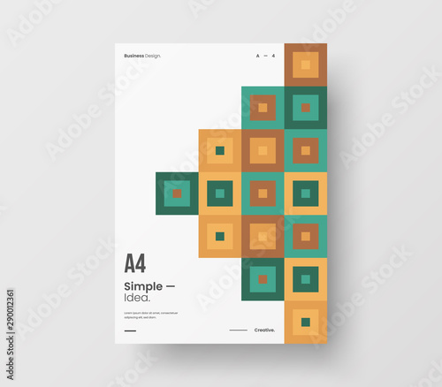 Amazing business presentation vector A4 vertical orientation front page mock up. Modern corporate report cover abstract geometric illustration design layout. Company identity brochure template.