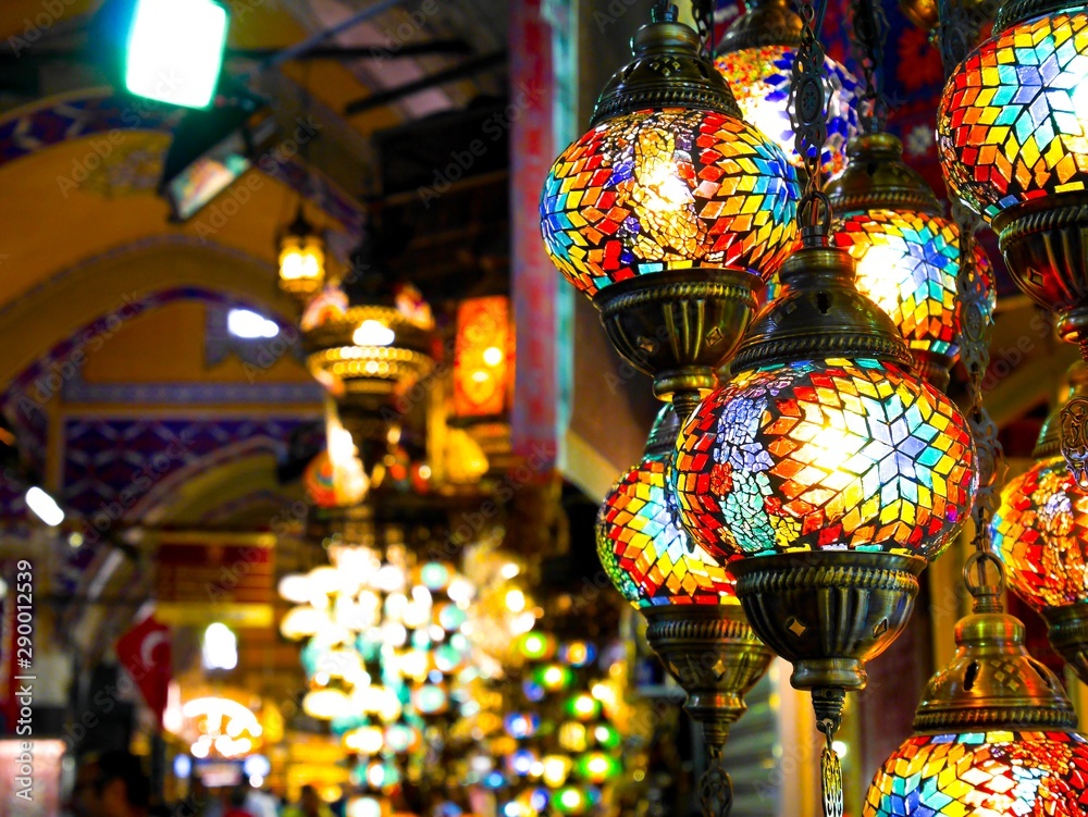 lamps at market in barcelona spain
