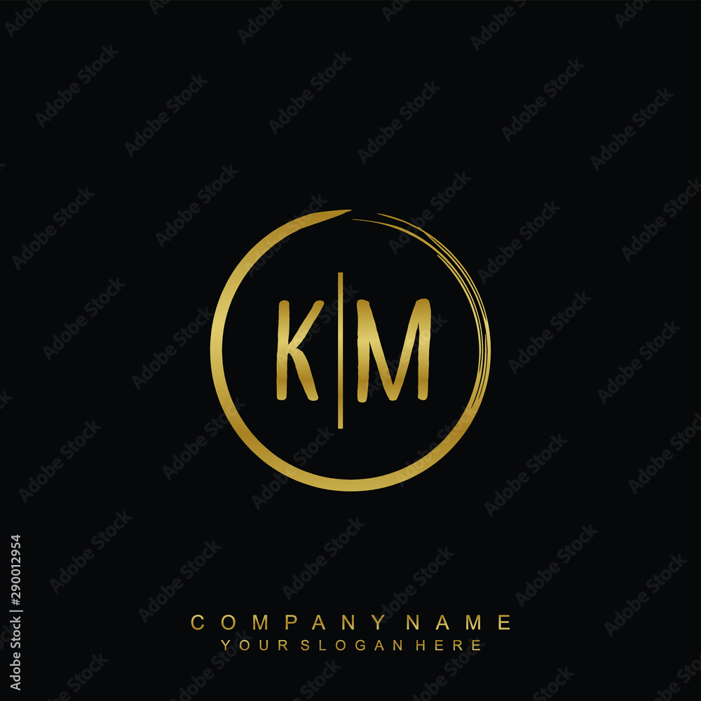 KM initials with a golden circle brush template