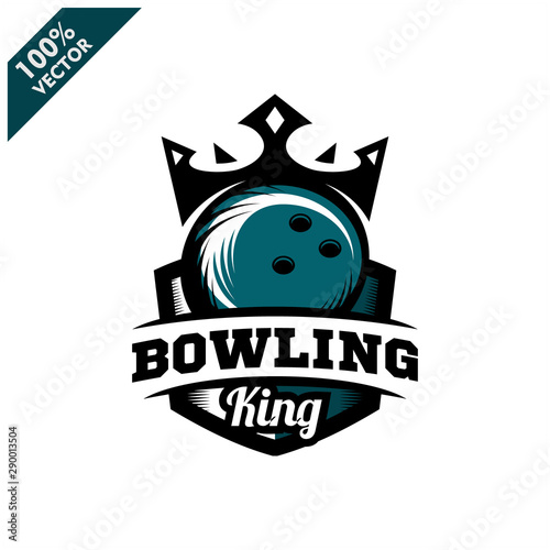  Bowling Ball King Logo Vector