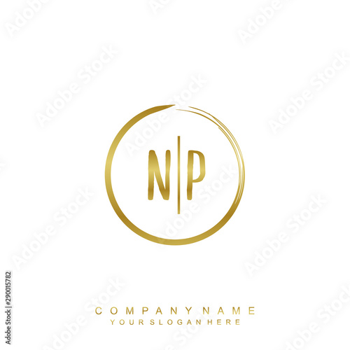 NP initials with a golden circle brush template