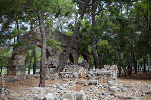 Phaselis ancient city in Kemer or Antalya. The remains of the Roman aqueducts in the ancient city of Phaselis. Turkey