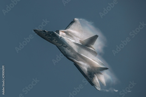 Obraz na plátně Military jet fighter with The Prandtl–Glauert singularity effect