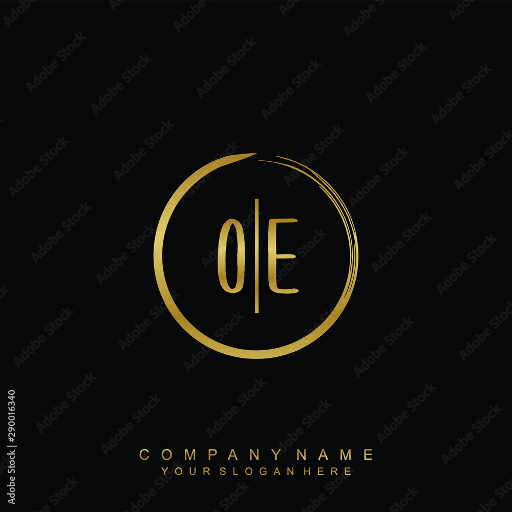 OE initials with a golden circle brush template