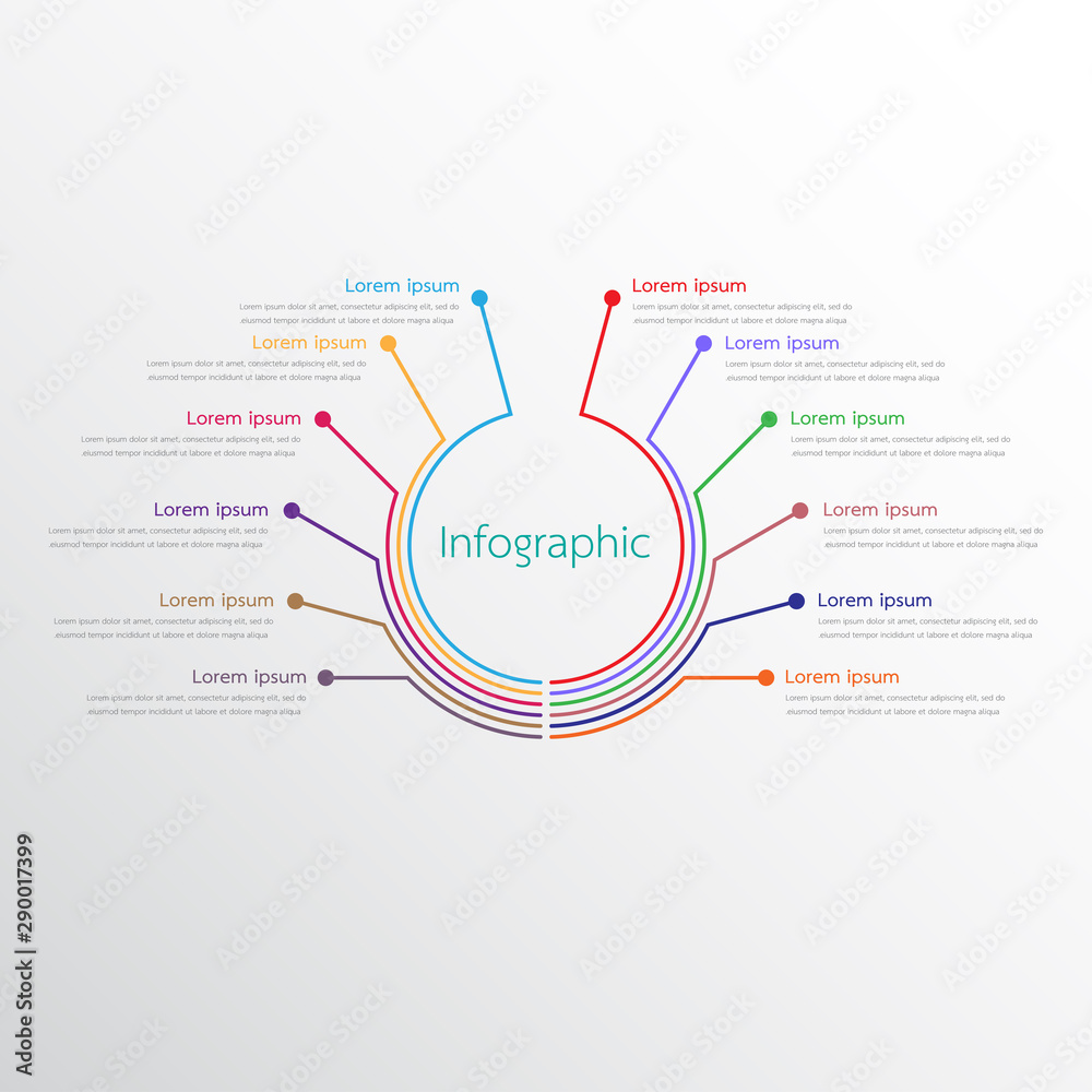Naklejka premium Vector infographic templates used for detailed reports. All 12 topics.