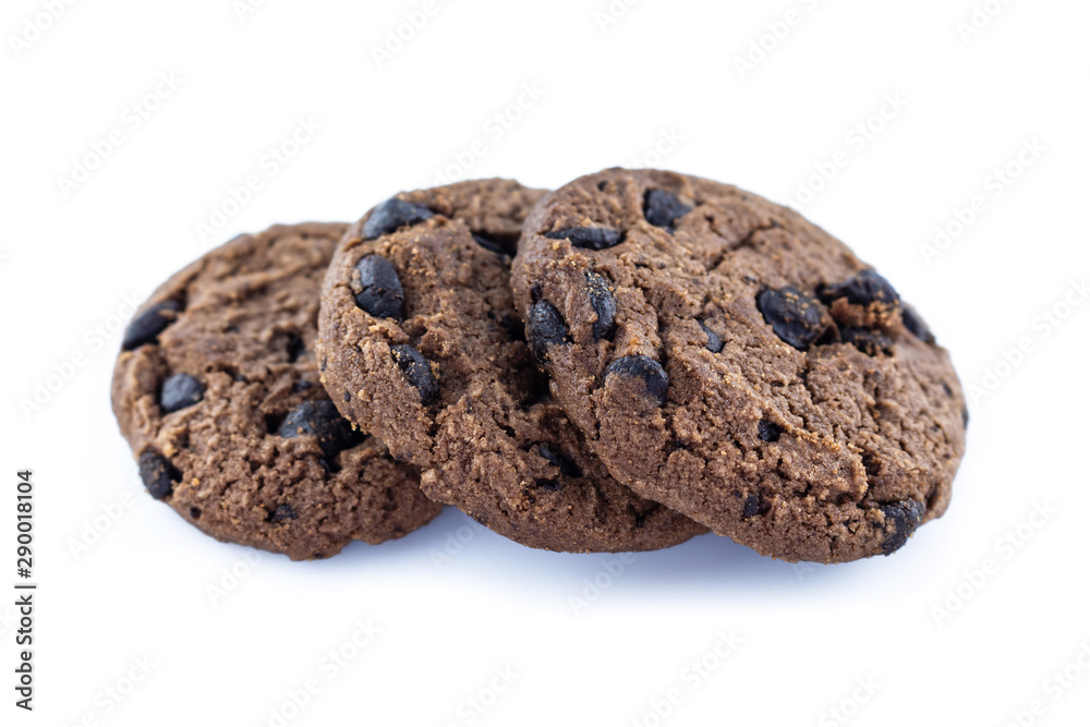 pile cookie chocolate on white background. pile cookie chocolate on white background.
