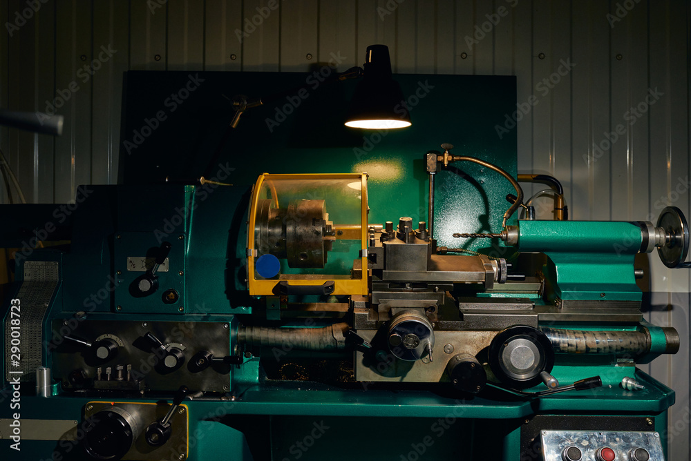 Lathe in the workplace of a turner in a car workshop.