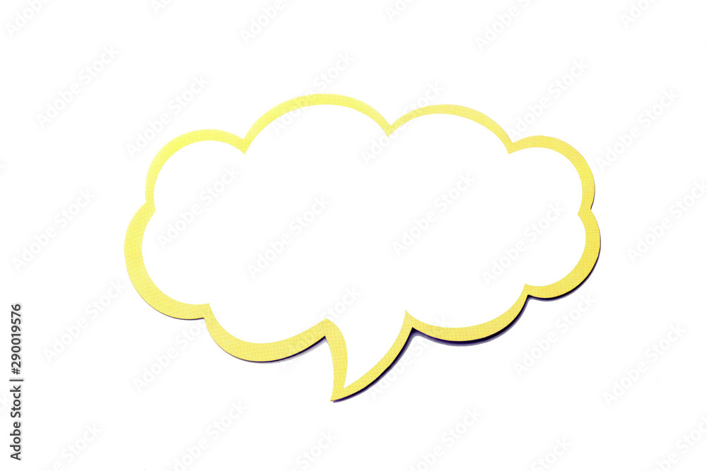 Speech bubble as a cloud with yellow border isolated on white background. Copy space Speech bubble as a cloud with yellow border isolated on white background. Copy space