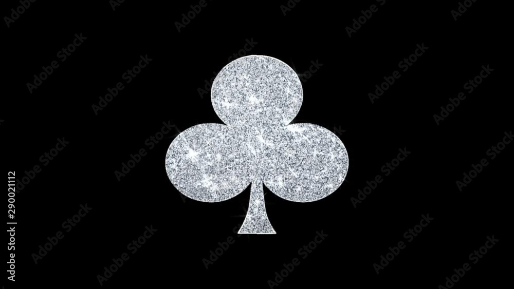 Playing Card Suit Club Icon Sparkling Shining White Blinking Particles Diamond Glitter Loop Light 4K Animation Alpha Channel. Playing Card Suit Club Icon Sparkling Shining White Blinking Particles Diamond Glitter Loop Light 4K Animation Alpha Channel.