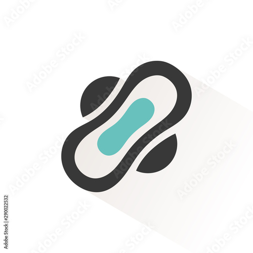Sanitary pad with wings. Flat icon with beige shade. Feminine hygiene vector illustration