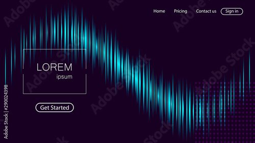 Abstract landing page template for websites with equalizer. Vector illustration