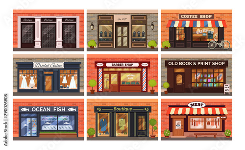 Retro shop store facade with storefront vector