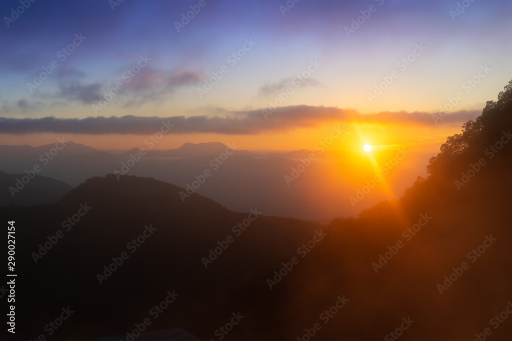 Εκτύπωση καμβά Beautiful sunrise above the Japanese Alps,, Hakuba, Japan